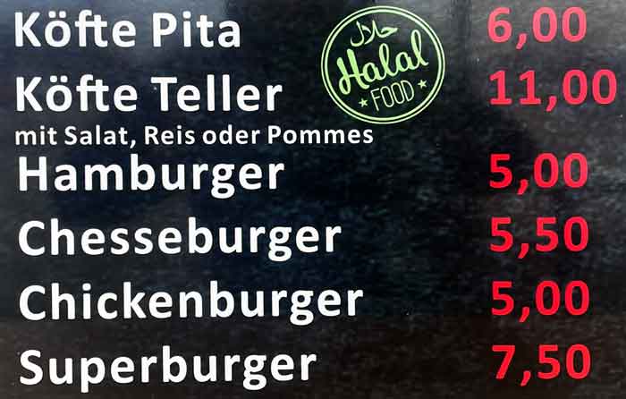 Köfte Pita Hamburger Cheeseburger Chickenburger